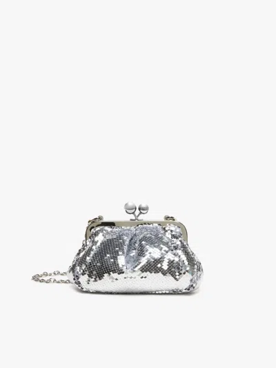 Shop Max Mara Small Sequinned Pasticcino Bag In Silver