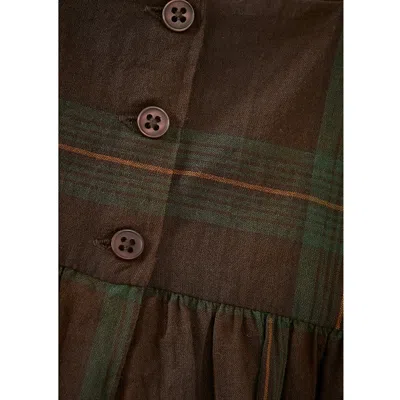 Shop Caramel Earth Baby Tartan-pattern Cotton Dress 3-24 Months In Brown/green Tartan