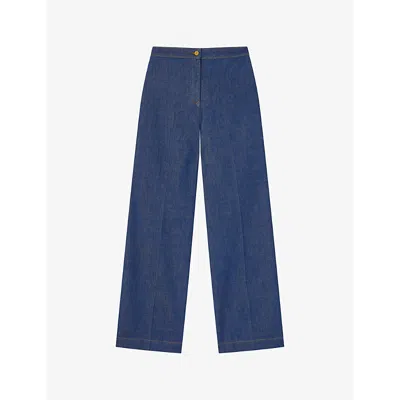Shop Lk Bennett Women's Blu-indigo Ami Wide-leg High-rise Denim Trousers