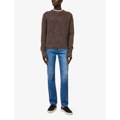 7 For All Mankind Mens Mid Blue Slimmy Luxe Straight-leg Mid-rise Stretch Denim-blend Jeans In Mid Blue