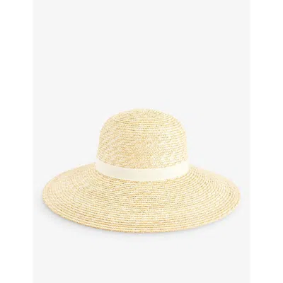 Shop Polo Ralph Lauren Women's Natural Ribbon-trim Wide-brim Straw Hat