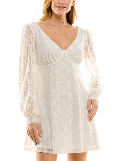 Shop Crystal Doll Juniors Womens Lace A-line Shift Dress In White