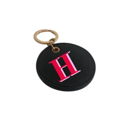 Shop Harper James Lynne Monogram Keychain In Black Shadow