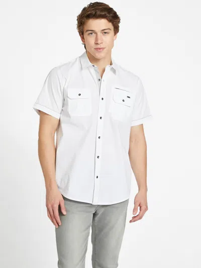 Shop Guess Factory Malone Pocket Shirt In White