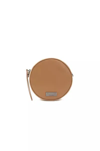 Shop Pompei Donatella Elegant Small Oval Leather Crossbody Women's Bag In Brown