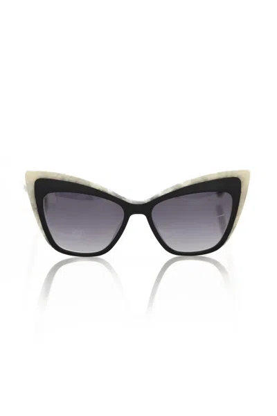 Shop Frankie Morello Chic Cat Eye Sunglasses With Ivory Women's Accents In Black