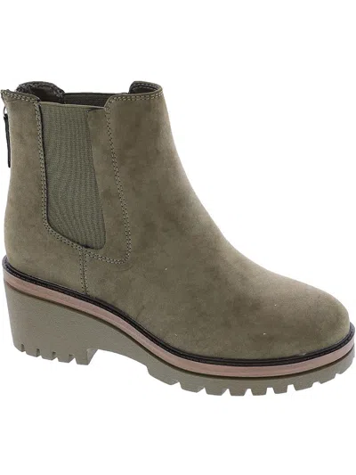 Shop Mia Sefi Womens Suede Ankle Chelsea Boots In Green