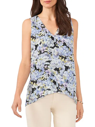 Shop Vince Camuto Womens Floral Print V-neck Blouse In Multi