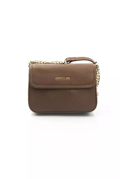 Shop Cerruti 1881 Elegant Double Pocket Leather Crossbody Women's Bag In Brown