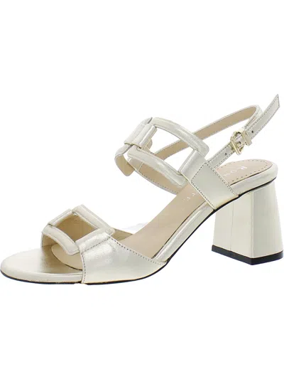 Shop Ron White Philicia Womens Leather Block Heel Ankle Strap In White