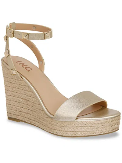 Shop Inc Maverickp Womens Faux Leather Ankle Strap Wedge Sandals In Beige