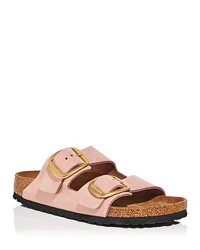 Shop Birkenstock Women's Arizona Big Buckle Slide Sandals In Soft Pink Nubuck/gold