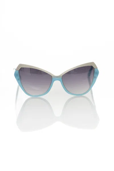 Shop Frankie Morello Chic Cat Eye Sunglasses With Metallic Women's Accents In Blue