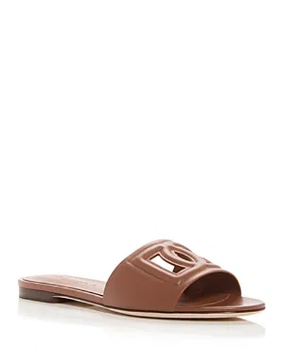 Shop Dolce & Gabbana Women's Slide Sandals In Light Brown
