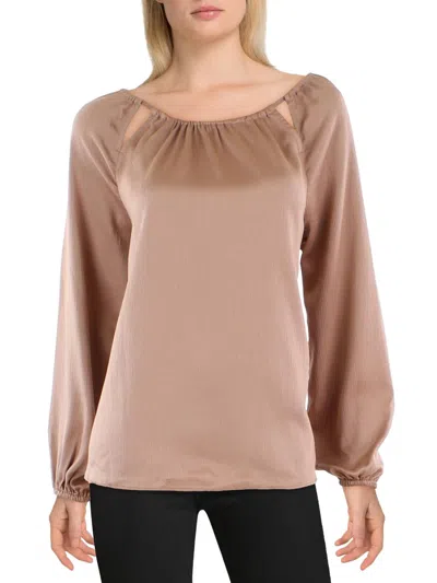Shop Jessica Simpson Layla Womens Shimmer Keyhole Peasant Top In Brown
