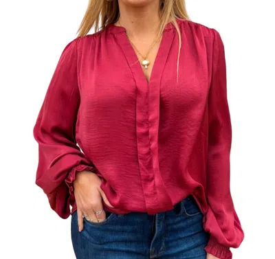Shop Glam Pleated Blouse In Rose Pink