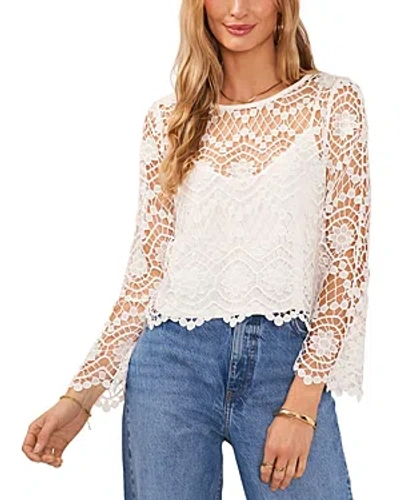 Vince Camuto Crochet Cap Sleeve Top In Ultra White