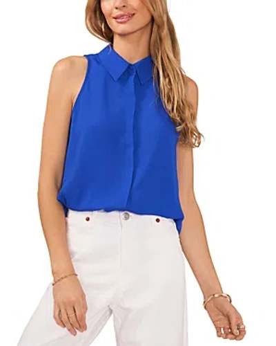 Shop Vince Camuto Sleeveless Button Up Shirt In Sapphire