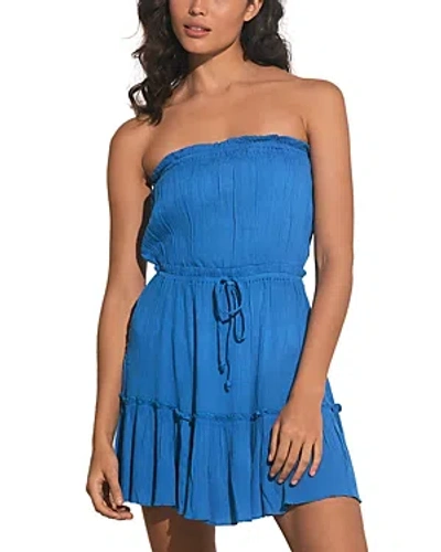 Shop Elan Strapless Swim Cover Up Dress In Blue Bright