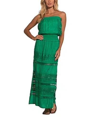 Shop Elan Strapless Crochet Maxi Dress In Green Bright