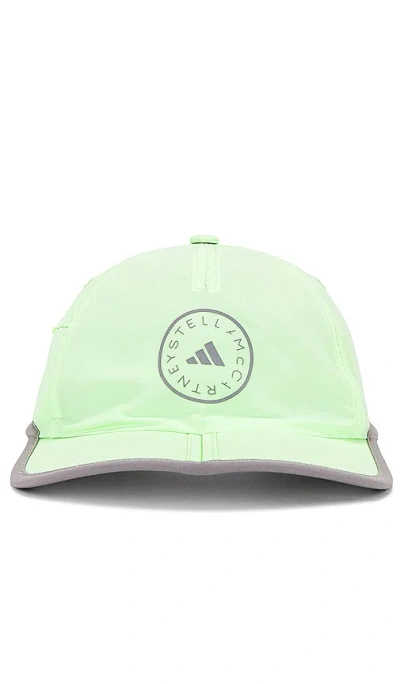 Shop Adidas By Stella Mccartney Run Cap In Green Spark & Dove Grey