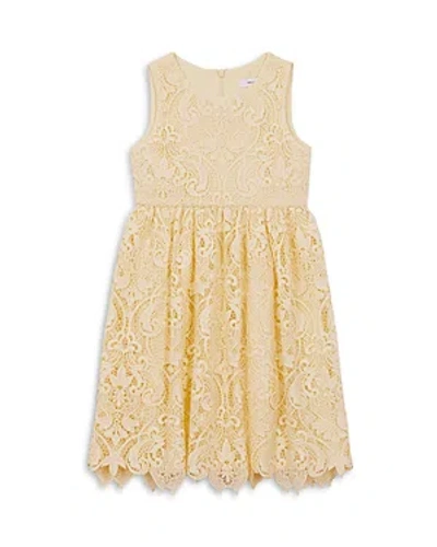Shop Reiss Girls' Daia Sleeveless Lace Dress - Little Kid In Lemon