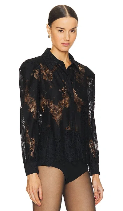 Shop L Agence Jenica Lace Blouse In 黑色
