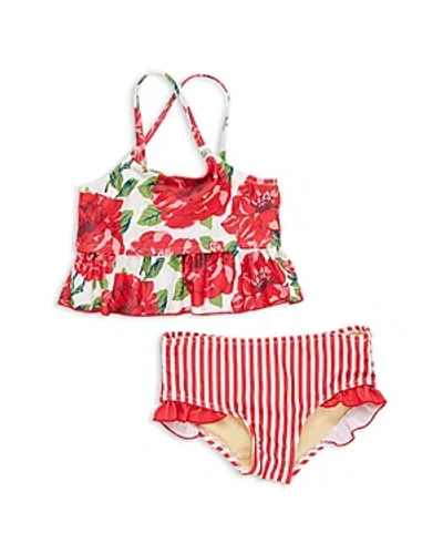 Shop Pink Chicken Girls' Joy Two Piece Swimsuit - Little Kid In Red Peonies