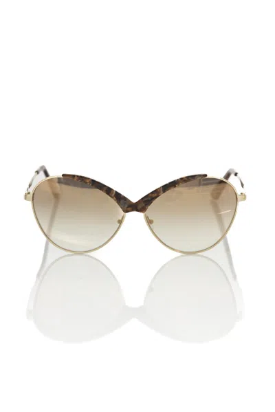 Shop Frankie Morello Butterfly-shaped Metallic Women's Sunglasses In Beige