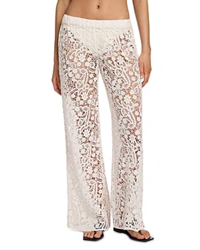 Shop Jets Lace Wide Leg Pants Swim Cover-up In Cream
