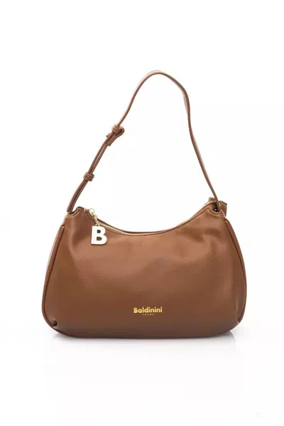 Shop Baldinini Trend Elegant Shoulder Bag With En Women's Accents In Brown