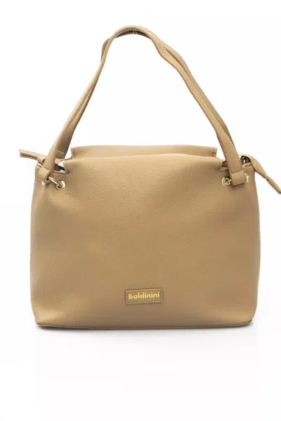 Shop Baldinini Trend Elegant Shoulder Bag With En Women's Accents In Beige