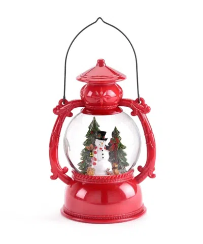 Shop Giftcraft Snowman Lantern Led Water Snowglobe In Red
