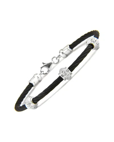 Shop Monary Steel 0.05 Ct. Tw. Diamond Rondel Bangle Bracelet