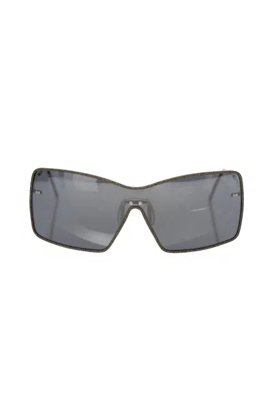 Shop Frankie Morello Elegant Shield Sunglasses With Mirror Women's Lens In Black