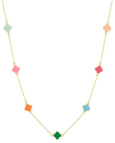 Gabi Rielle 14k Over Silver Enamel Clover Necklace