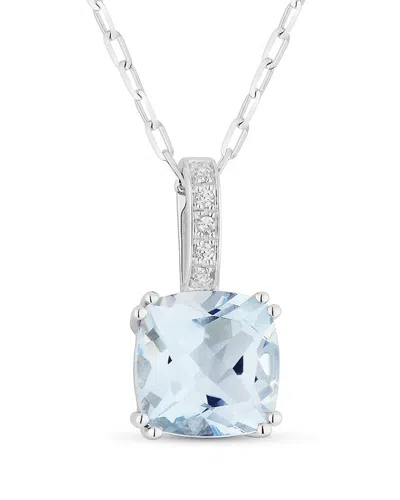 Shop Gemstones 14k 1.44 Ct. Tw. Diamond & Blue Topaz Necklace