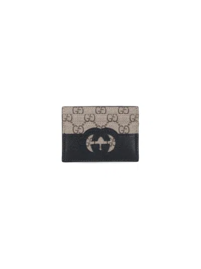 Shop Gucci 'incrocio Gg' Cut-out Card Holder In Black  
