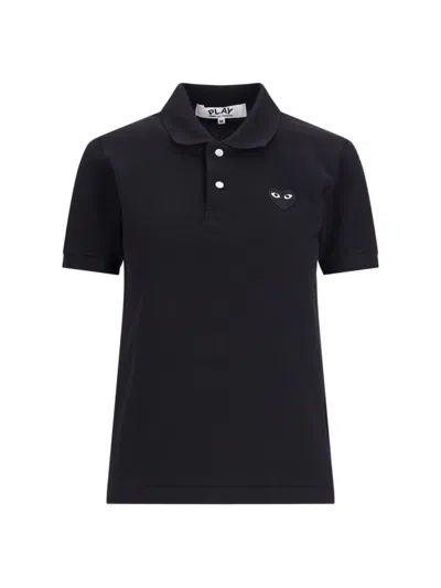 Shop Comme Des Garçons Play Logo Polo Shirt In Black  
