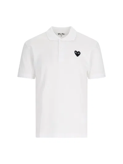 Shop Comme Des Garçons Play Logo Polo Shirt In White