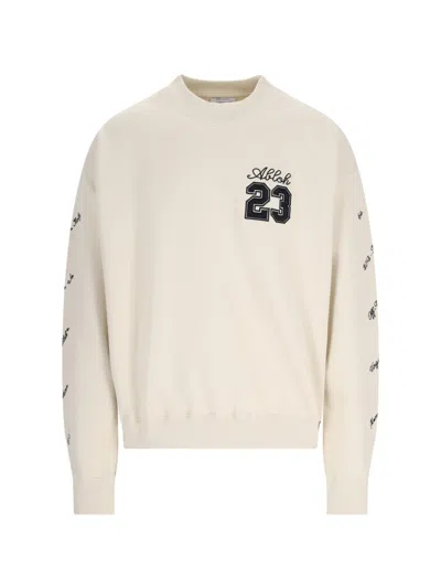 Shop Off-white Logo Crewneck Sweatshirt In Cream