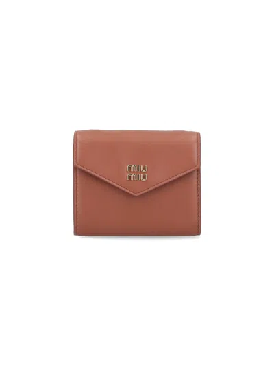 Shop Miu Miu Wallet With Shoulder Strap In Brown