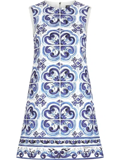 Shop Dolce & Gabbana Majolica Print Dress In Blue
