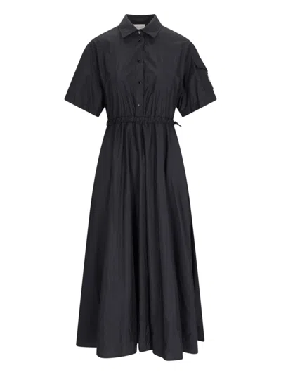 Shop Moncler Shirt Midi Dress In Black  