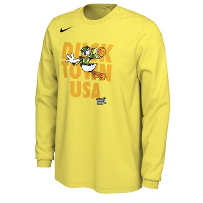Shop Nike Oregon  Men's College Long-sleeve T-shirt In Yellow