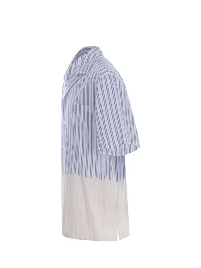 Shop Msgm Shirt  "riga" In Bianco/celeste