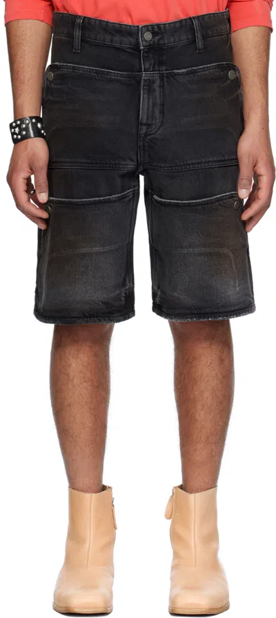 Shop Guess Usa Black Faded Denim Shorts In Guab Gusa Aged Black