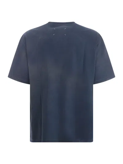 Shop Maison Margiela Blue Cotton T-shirt