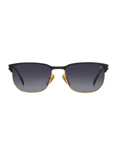 Shop David Beckham Men's 59mm Metal Rectangular Sunglasses In Matte Black Gold Grey