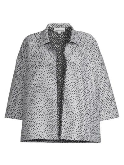 Shop Caroline Rose, Plus Size Women's Dotted Jacquard Easy Jacket In White Black